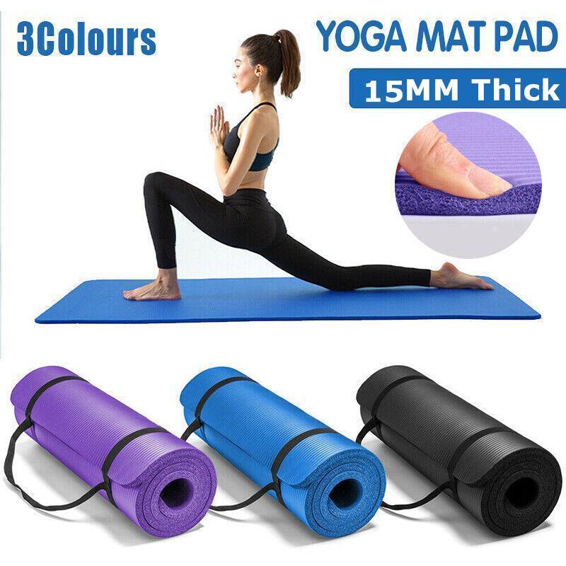 Premium 15mm Thick NBR Yoga Mat for Exercise and Fitness - Purple