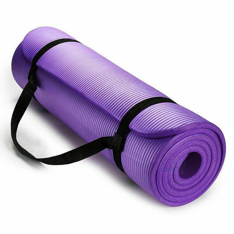 Premium 15mm Thick NBR Yoga Mat for Exercise and Fitness - Purple