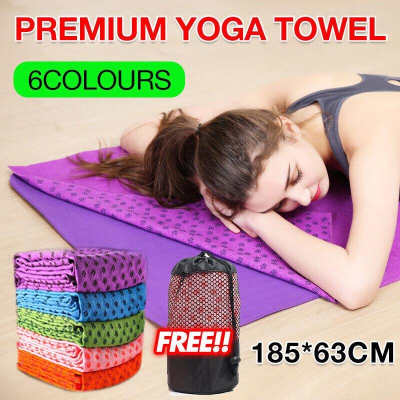 Premium Non-Slip Microfiber Yoga Towel with Mesh Carry Bag 183 x 63cm - Green