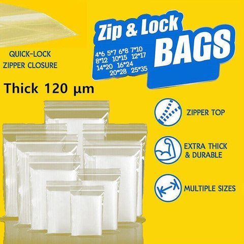 Premium Thick Resealable Ziplock Bags – Clear 20 x 28cm, 100 Pack