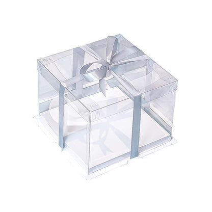 20 PCS Clear Treat Box Box Portable Cake Display Transparent Birthday Cake - 6 INCH(without ribbon)-Single