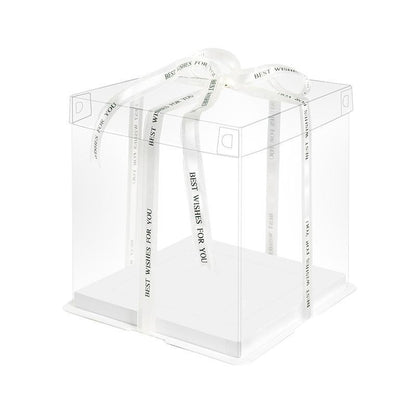 20 PCS Clear Treat Box Box Portable Cake Display Transparent Birthday Cake - 6 INCH(without ribbon)-Single