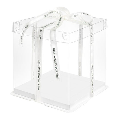 20 PCS Clear Treat Box Box Portable Cake Display Transparent Birthday Cake - 6 INCH(without ribbon)-Single