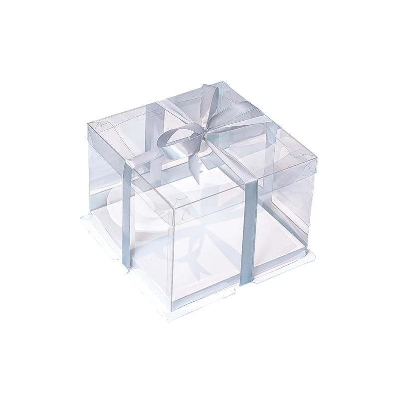 20 PCS Clear Treat Box Box Portable Cake Display Transparent Birthday Cake - 6 INCH(without ribbon)-Double - SuperSaverAU - view 4