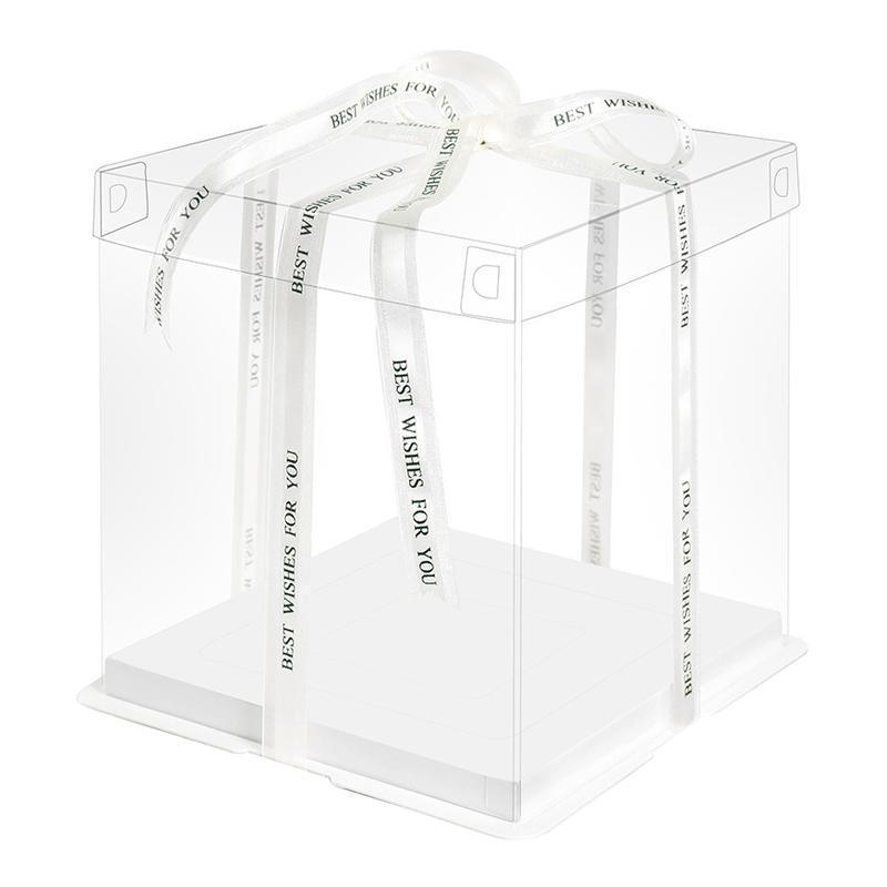 20 PCS Clear Treat Box Box Portable Cake Display Transparent Birthday Cake - 6 INCH(without ribbon)-Double - SuperSaverAU - view 7
