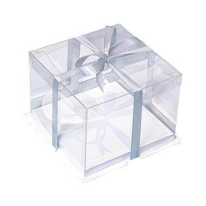 20 PCS Clear Treat Box Box Portable Cake Display Transparent Birthday Cake - 4 INCH(without ribbon)-Double