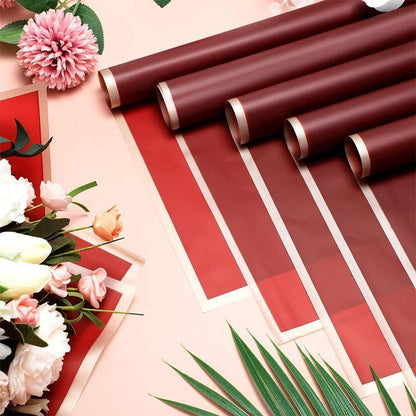 100PCS Waterproof Flower Gift Wrapping Paper Florist Bouquet Craft Packaging - Silver-Red