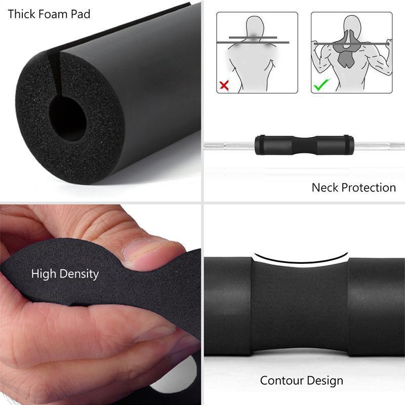 Premium Foam Barbell Squat Pad with High-Grip Surface & Buckle Straps - Grey