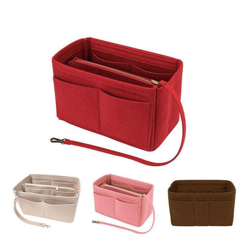 Felt Handbag Organizer Insert - Multiple Pockets for Tote and Purse Beige L - SuperSaverAU - view 2