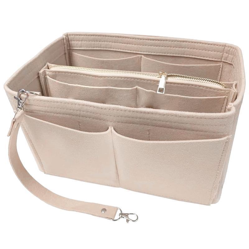 Felt Handbag Organizer Insert - Multiple Pockets for Tote and Purse Beige L - SuperSaverAU - view 8