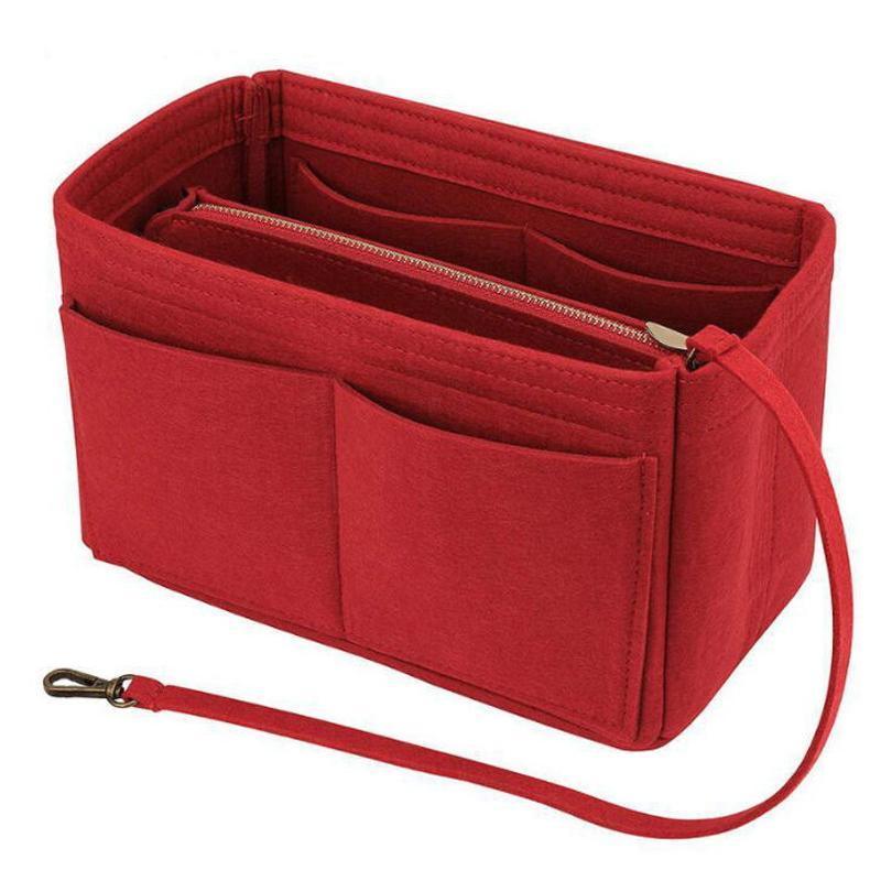 Premium Red Felt Handbag Organiser Insert with Pockets Size L