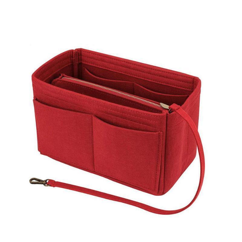 Premium Coffee Felt Handbag Organiser Insert with Pockets Size L