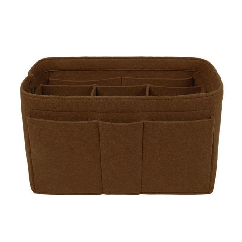 Premium Coffee Felt Handbag Organiser Insert with Pockets Size L