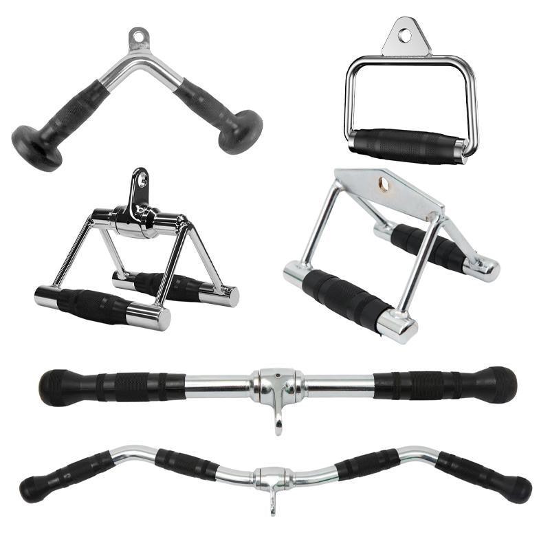 Tricep Press-Down Bar & Rope - Cable Pulley Attachment for Gym