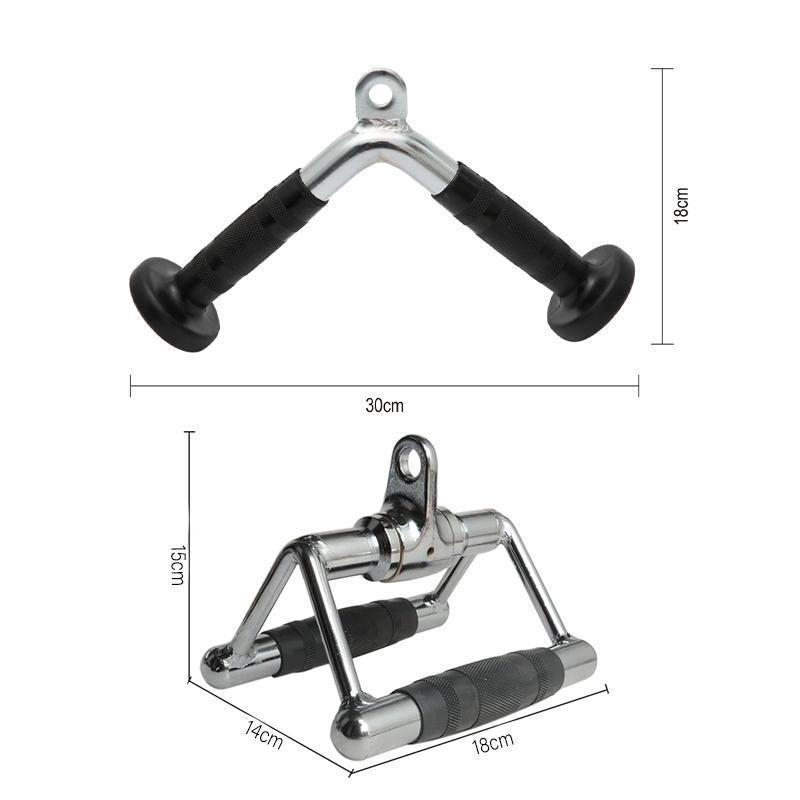 Tricep Press-Down Bar & Rope - Cable Pulley Attachment for Gym
