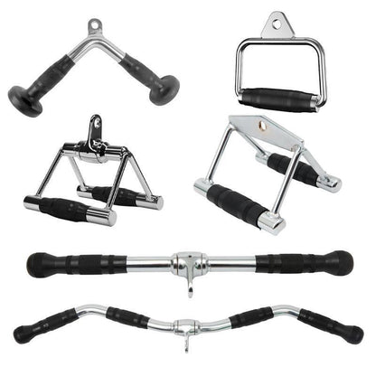 Revolving Straight Bar & Tricep Rope - Cable Pulley Attachment for Gym