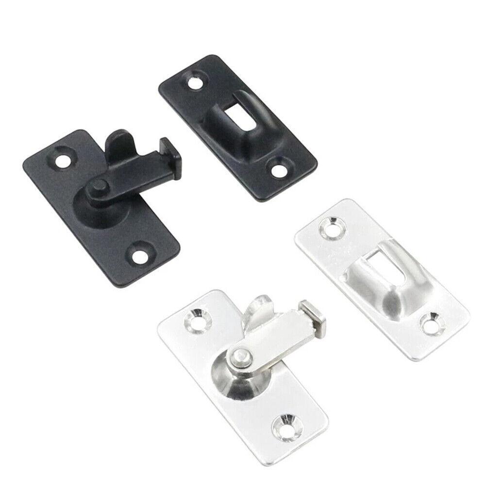 Premium 90 Degree Stainless Steel Sliding Door Lock – Silver 2 Pack