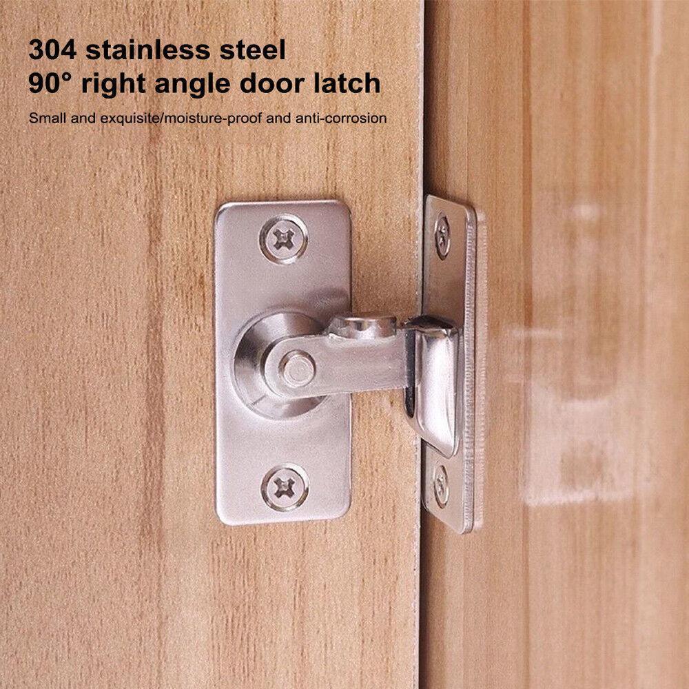 Premium 90 Degree Stainless Steel Sliding Door Lock – Silver 2 Pack