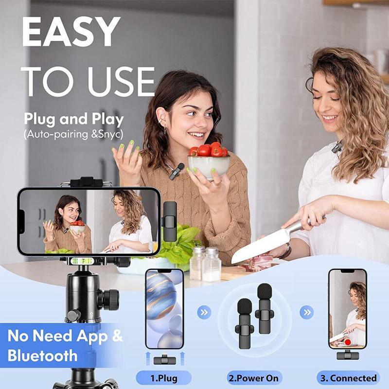 Premium Type-C Wireless Lavalier Dual Microphone Set for Vlogging