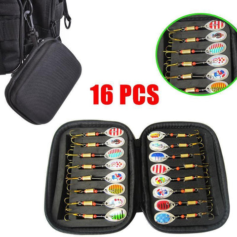 10/16PCS Fishing Lure Spinners Baits Spoon Set with Tackle Bag Trout Bass Tackle - A(16PCS) - SuperSaverAU - view 2