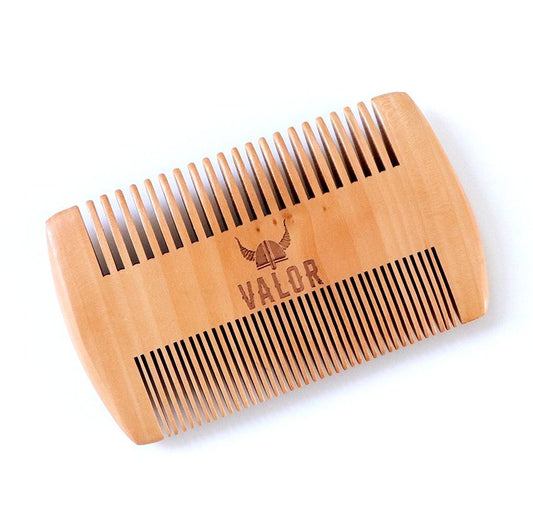 Valor Wooden Beard Comb - Natural Cherry Wood