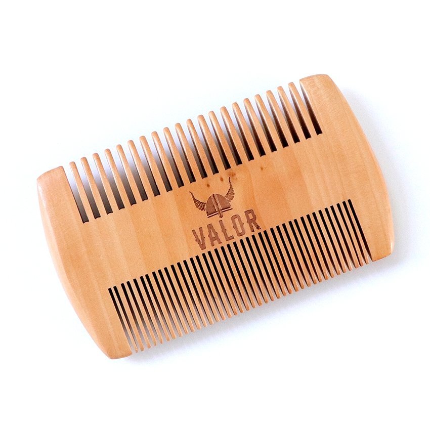 Valor Wooden Beard Comb - Natural Cherry Wood - SuperSaverAU - view 1