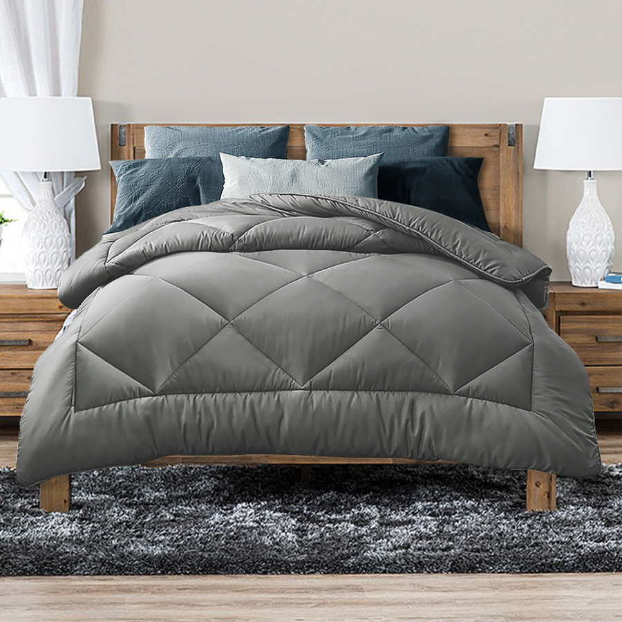 Luxor Australian Made 400GSM Bamboo Blend Quilt Queen - All Season, Grey - SuperSaverAU - view 1