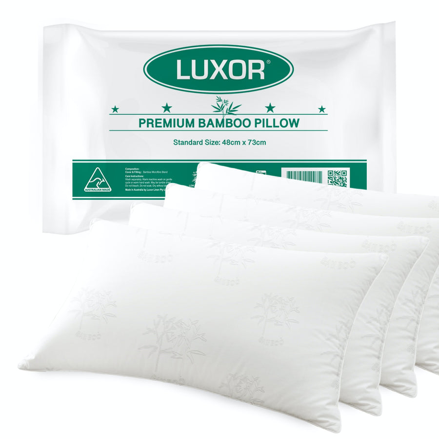 Luxor Bamboo Cooling Pillows 48cm x 73cm Four Pack - Australian Made - SuperSaverAU - view 1