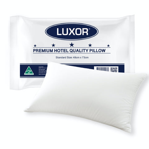 Luxor Australian Made Hotel Quality Pillow 48cm x 73cm - Memory Resistant Fibre - SuperSaverAU - view 1