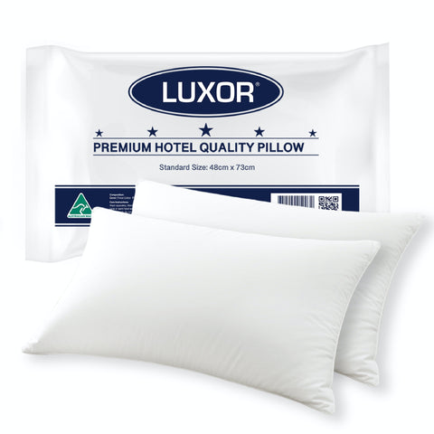 Luxor Australian Made Hotel Quality Pillow Twin Pack 48cm x 73cm Memory Fibre - SuperSaverAU - view 1