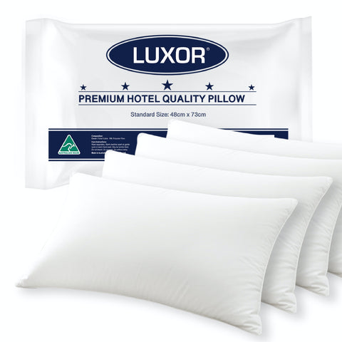 Luxor Australian Made Hotel Quality Pillow Four Pack 48cm x 73cm Memory Fibre - SuperSaverAU - view 1