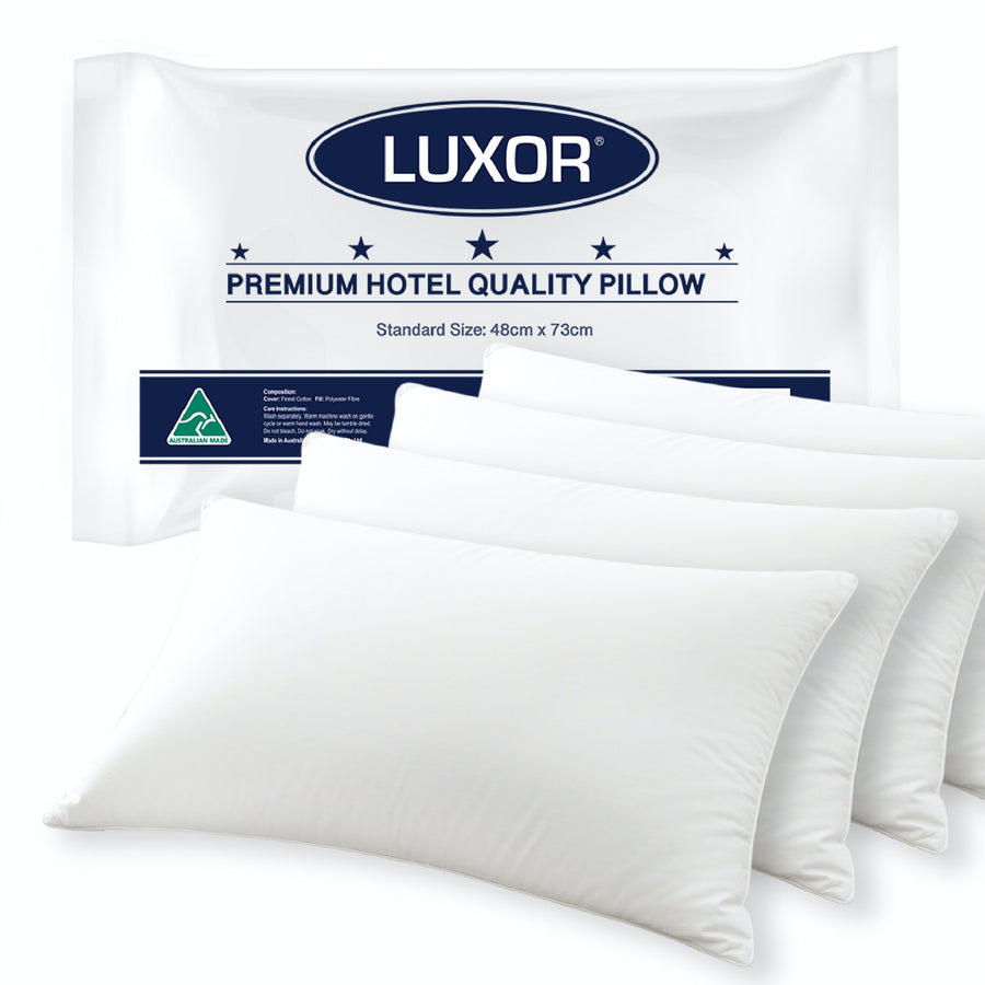 Luxor Australian Made Hotel Quality Pillow Four Pack 48cm x 73cm Memory Fibre - SuperSaverAU - view 1