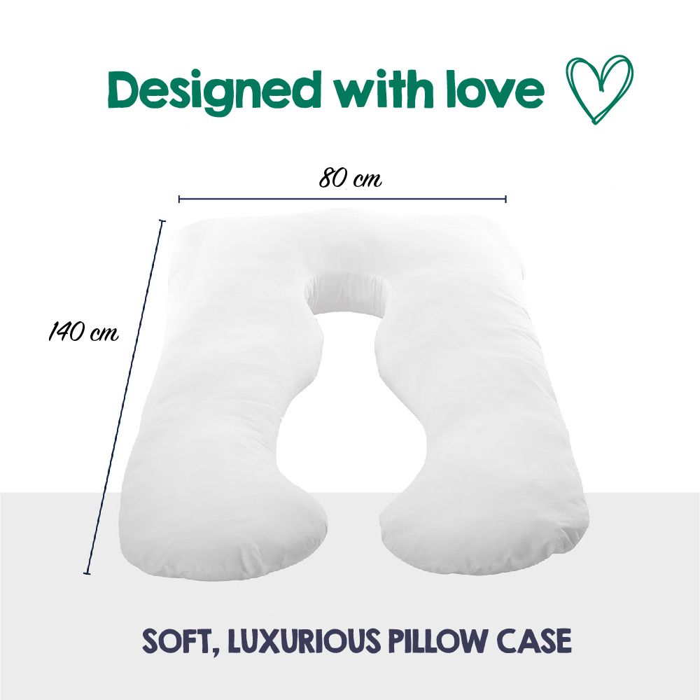 Woolcomfort Maternity Pillow 140x80cm - Bamboo Cover, Nursing Support, Machine Washable