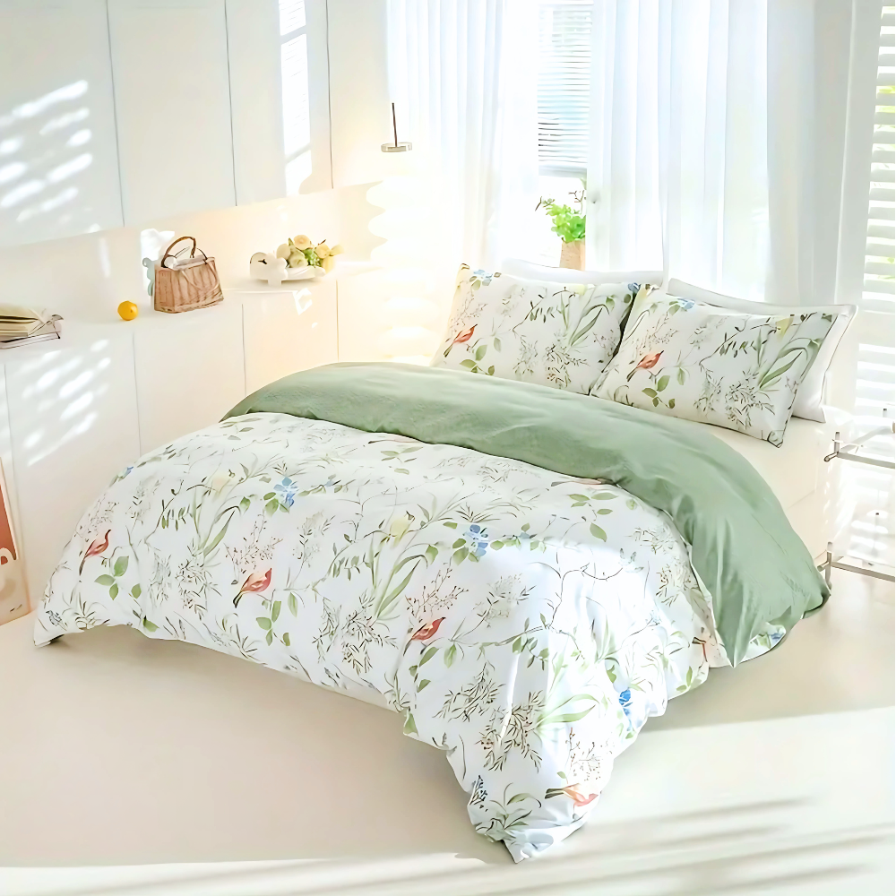 Dreamfields - Green Roost Quilt Cover Set - (3pcs, Double Size)