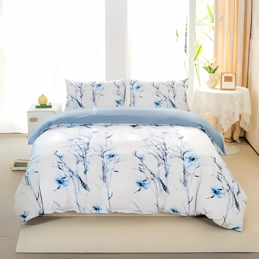 Dreamfields Mist Floral Quilt Cover Set - 3pcs, Double Size, Easy Care, Machine Washable - SuperSaverAU - view 1