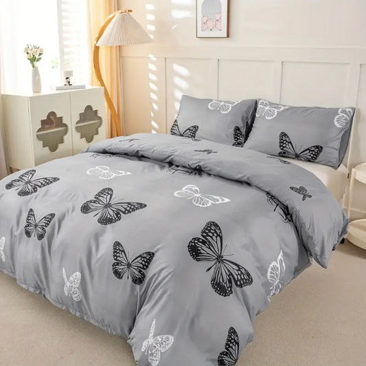 Dreamfields - Mono Papilio Quilt Cover Set - (3pcs, King Size)