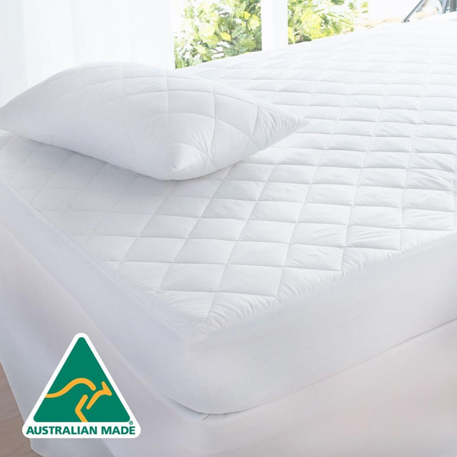 Luxor Aus Made Fully Fitted Cotton Quilted Mattress Protector Single 91cm x 188cm - SuperSaverAU - view 1