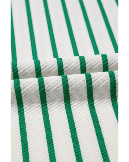 Green Stripe Plus Size Round Neck T-Shirt - 4X