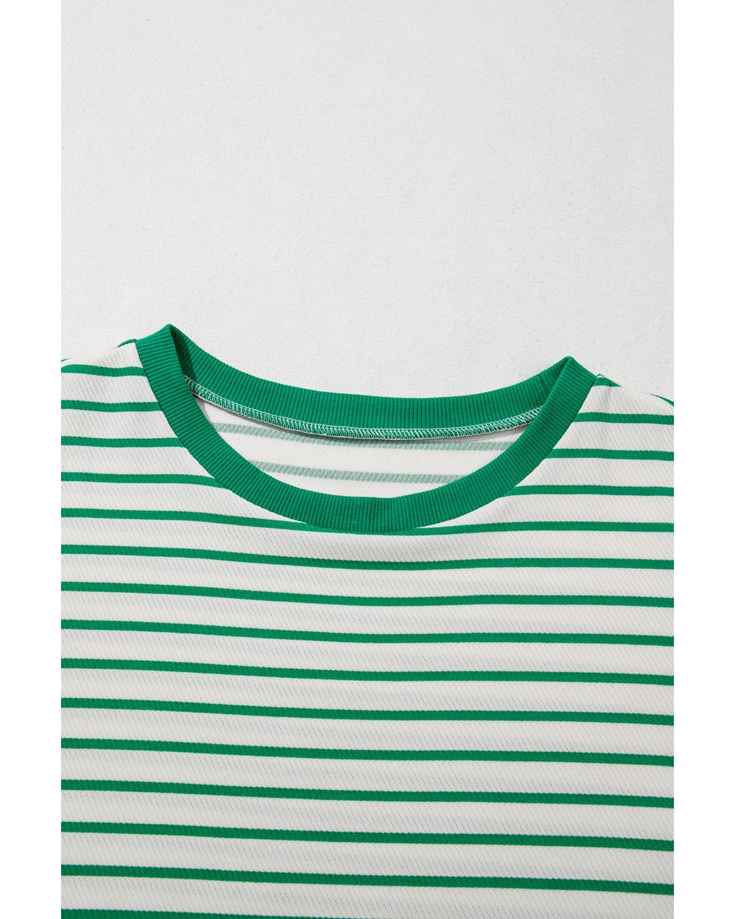 Green Stripe Plus Size Round Neck T-Shirt - 4X