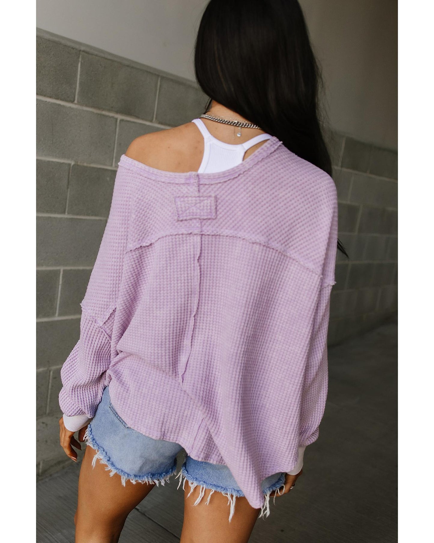 Orchid Petal Plus Size Waffle Knit Flowy Top - 3X