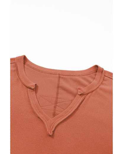 Plus Size Women's Top with Exposed Seam V-Neck Long Sleeve - Gold Flame (1X)