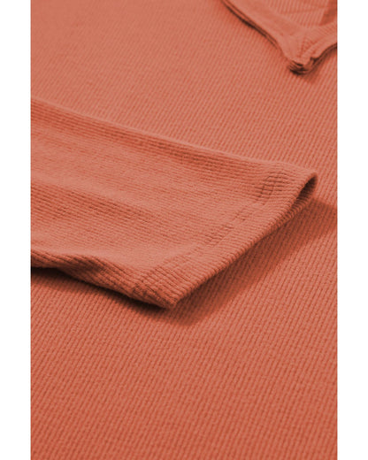 Plus Size Women's Top with Exposed Seam V-Neck Long Sleeve - Gold Flame (1X)