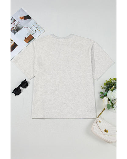 Light Grey Yee Haw Western Fashion Print Plus Size Tee - 4X