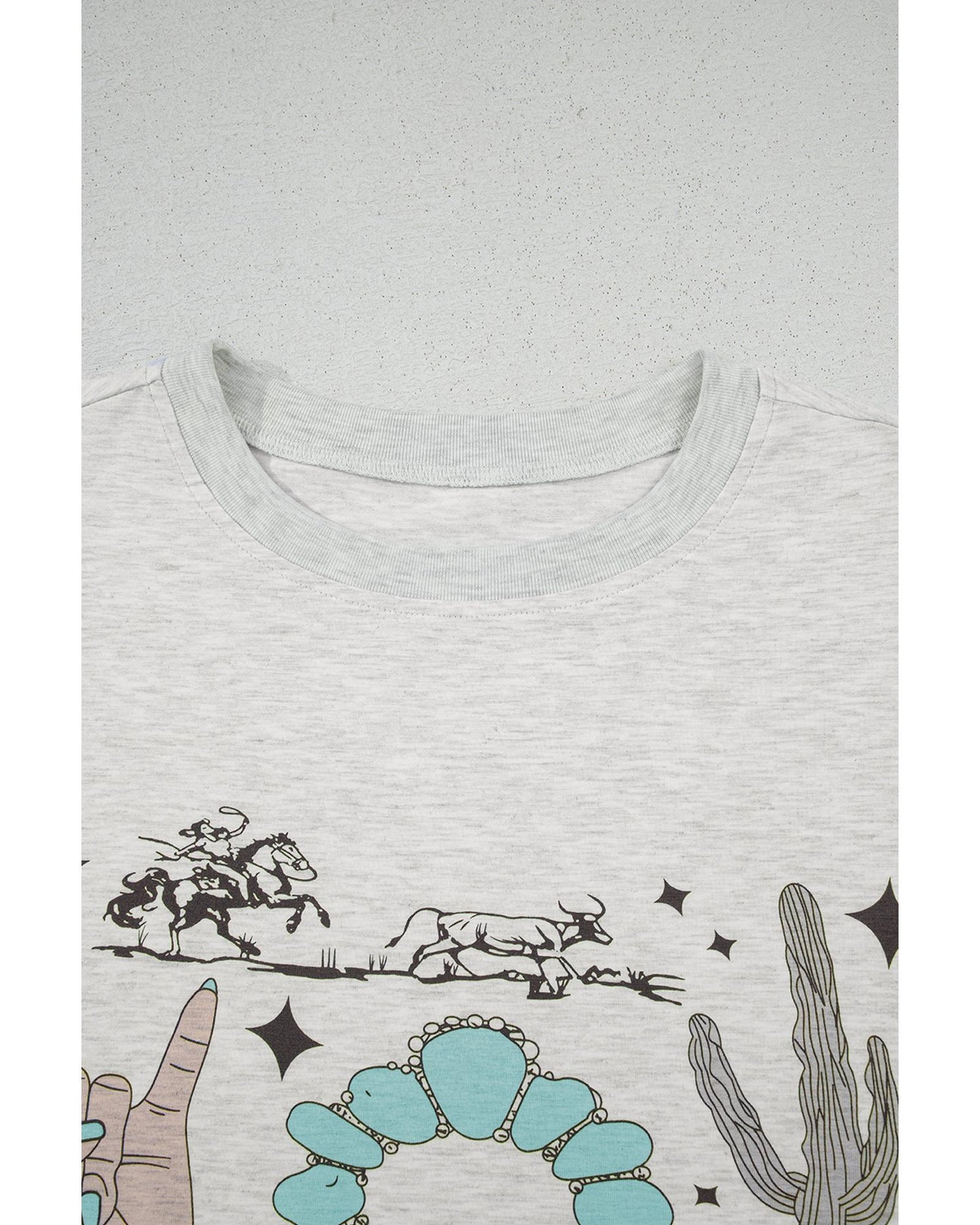 Light Grey Yee Haw Western Fashion Print Plus Size Tee - 4X