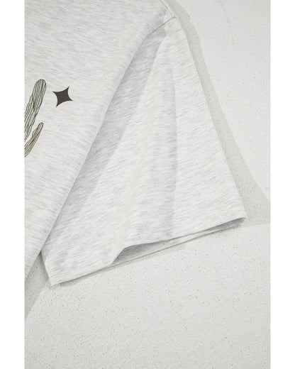 Light Grey Yee Haw Western Fashion Print Plus Size Tee - 4X