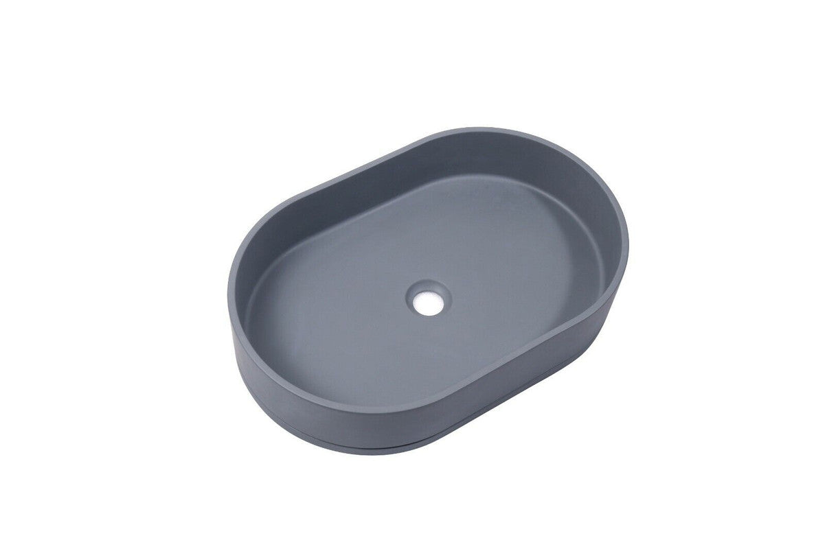 Matte Dark Gray Oval Concrete Wash Basin - 580mm - SuperSaverAU - view 1