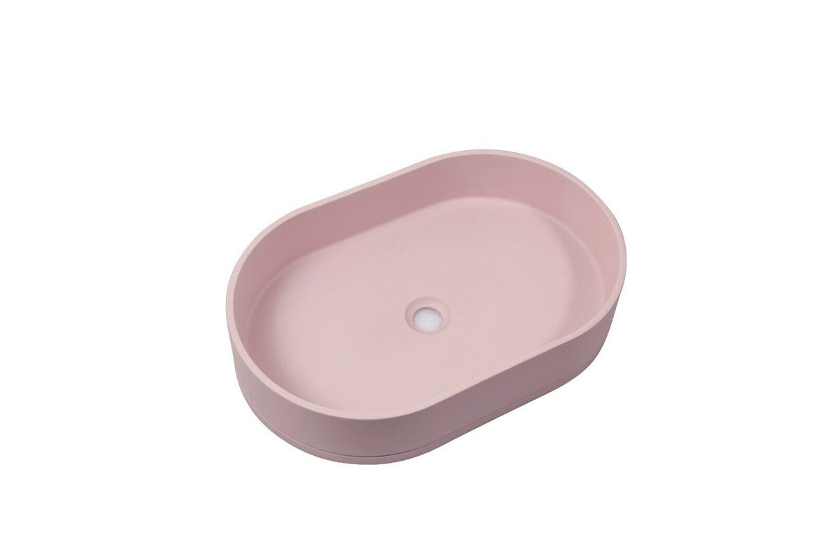 Matte Pink Concrete Oval Countertop Basin 580mm - Contemporary Style - SuperSaverAU - view 1