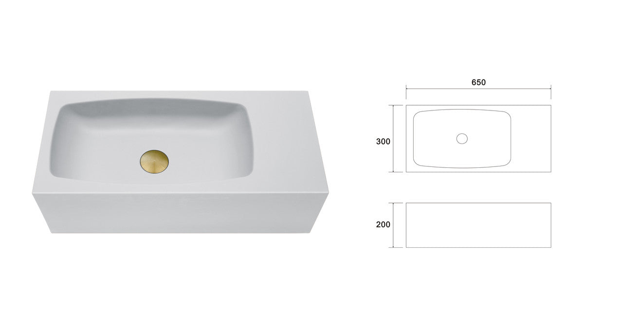 Mito 650mm Matte Clay Red Concrete Wall Hung Vessel Basin - Curved, No Tap - SuperSaverAU - view 1