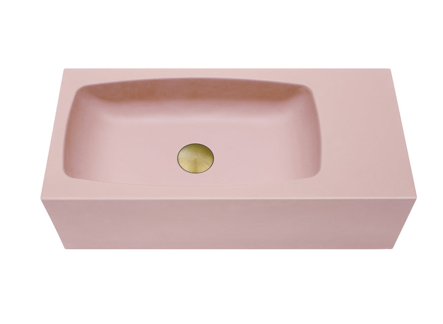 Mito 650mm Matte Pink Wall Hung Concrete Basin - Curved, No Tap/Faucet Mount - SuperSaverAU - view 1
