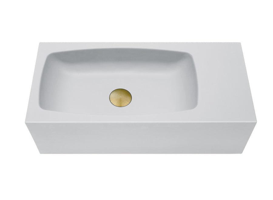 Mito 650mm Matte White Wall Hung Concrete Basin - Curved, No Overflow - SuperSaverAU - view 1